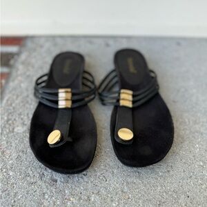 Bjorndal Strappy Sandals Shoes Womens Flip Flop Thong Slide Black Size 6.5